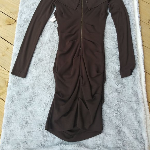 NWT - Nicole Miller Off the shoulder brown dress - Picture 9 of 16